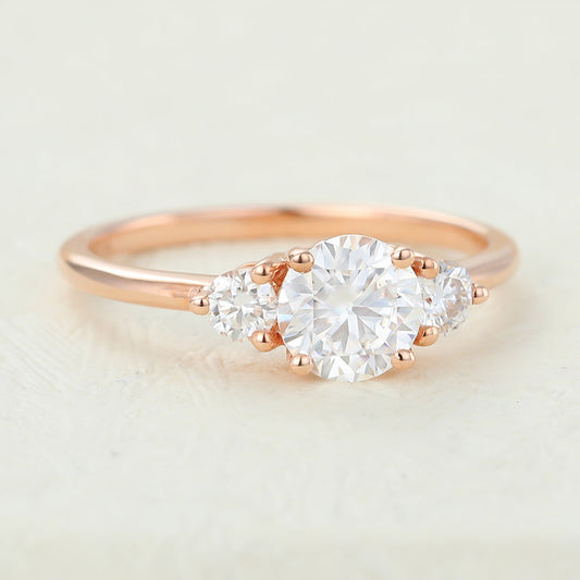 Round Three Stone Lab-Grown Diamond Engagement Ring