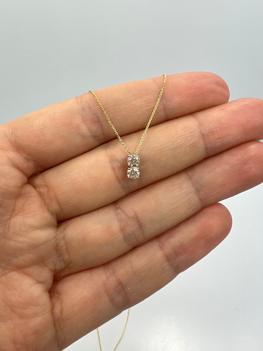 1.0 TCW Round Shape Moissanite Two Stone Necklace