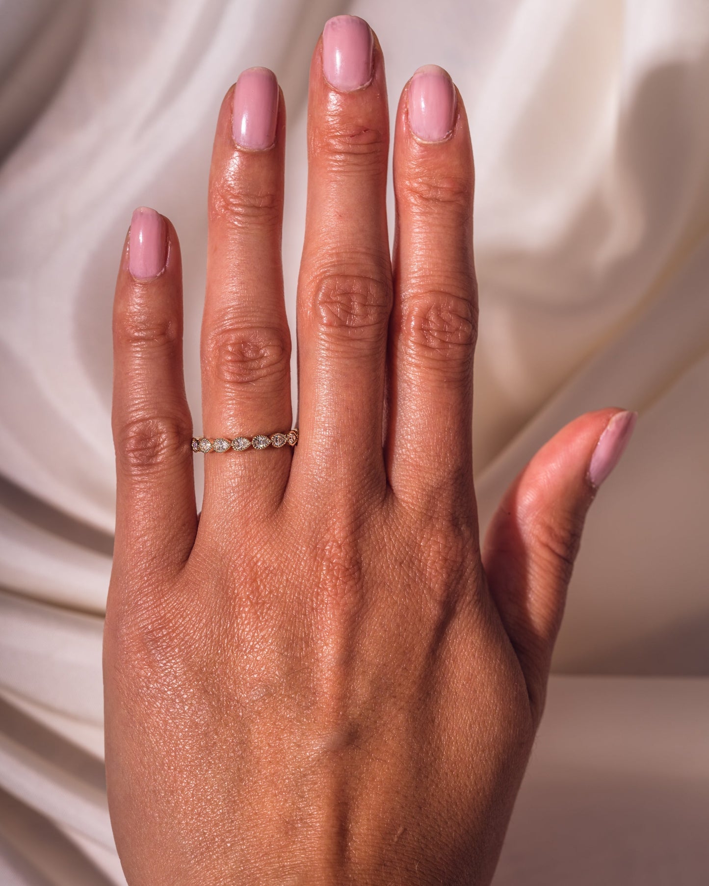 0.8 CT Pear Shaped Milgrain Lab Grown Diamond Wedding Band