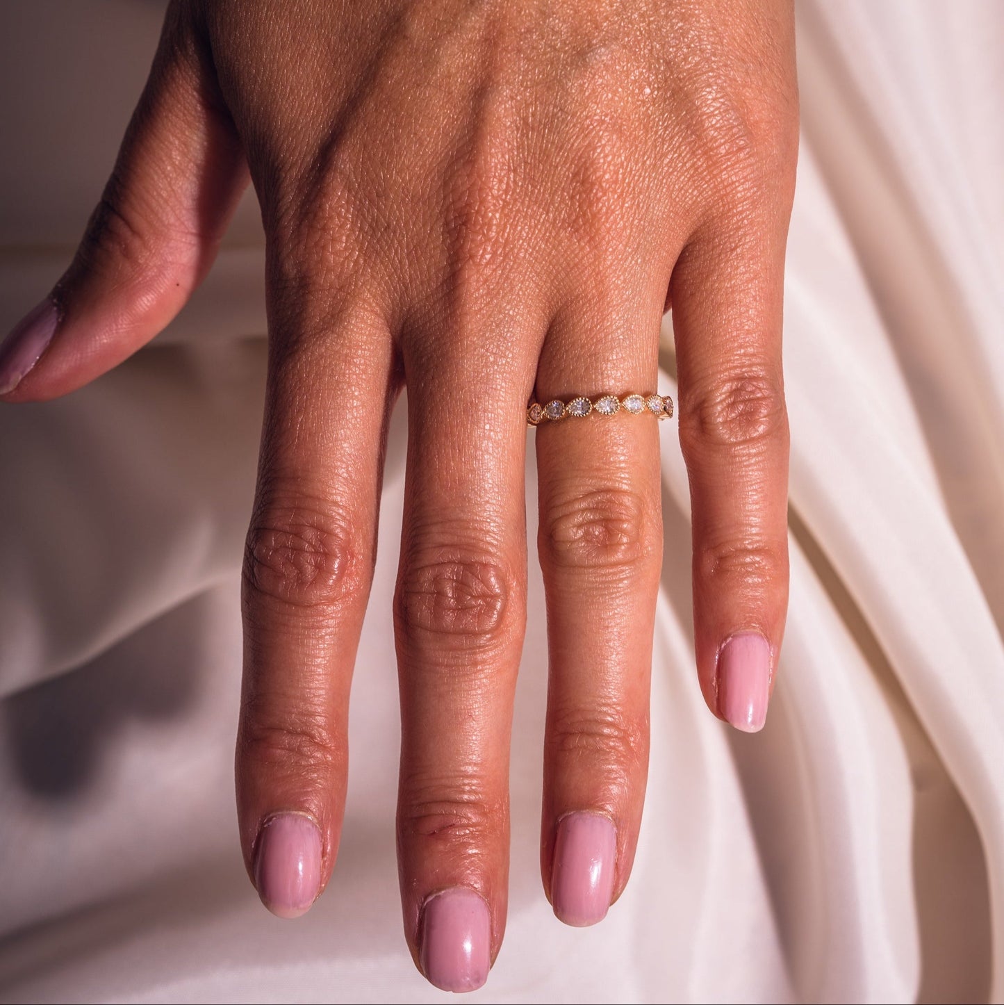 0.8 TCW Pear Milgrain Lab Grown Diamond Wedding Band