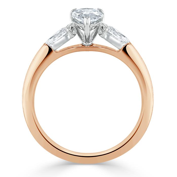 1.0 CT Pear Cut Moissanite Three Stone Engagement Ring 8 1.0 CT Pear Cut Moissanite Three Stone Engagement Ring 8