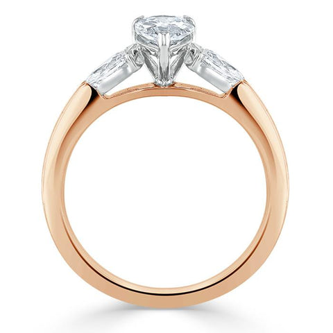 1.0 CT Pear Cut Moissanite Three Stone Engagement Ring 8 1.0 CT Pear Cut Moissanite Three Stone Engagement Ring 8