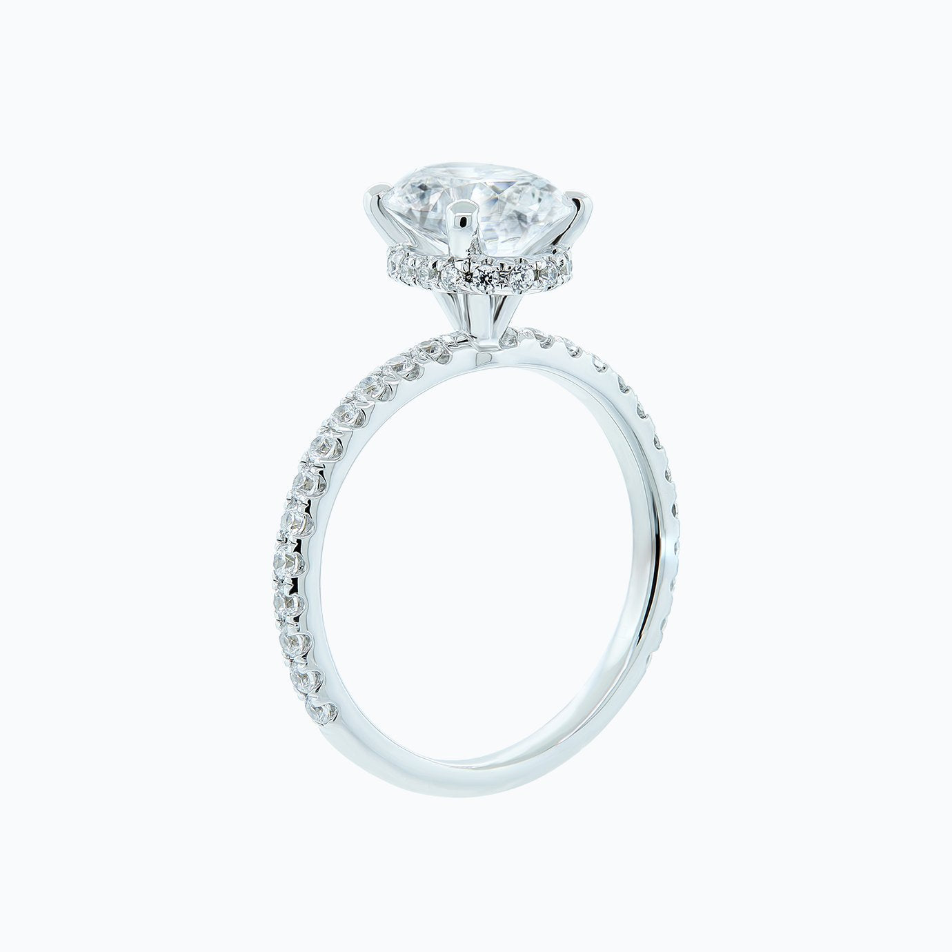Oval Hidden Halo & Pave Lab Grown Diamond Engagement Ring