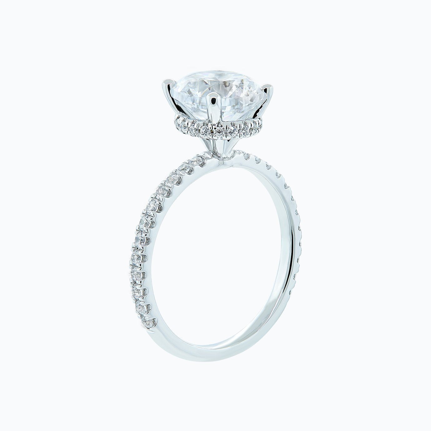 Round Hidden Halo & Pave Lab Grown Diamond Engagement Ring