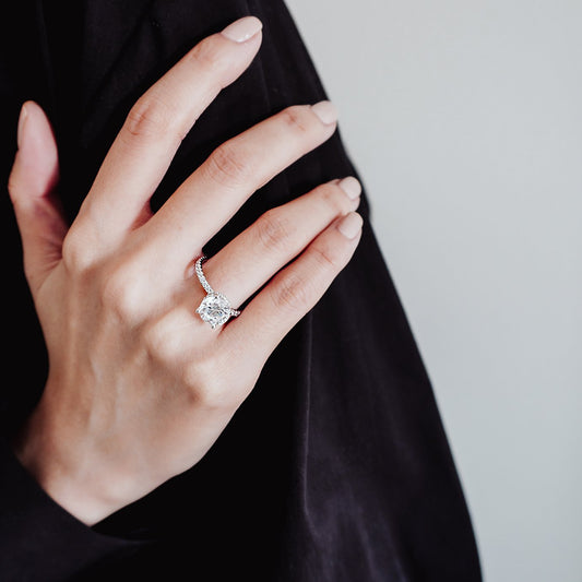 Round Hidden Halo & Pave Lab Grown Diamond Engagement Ring