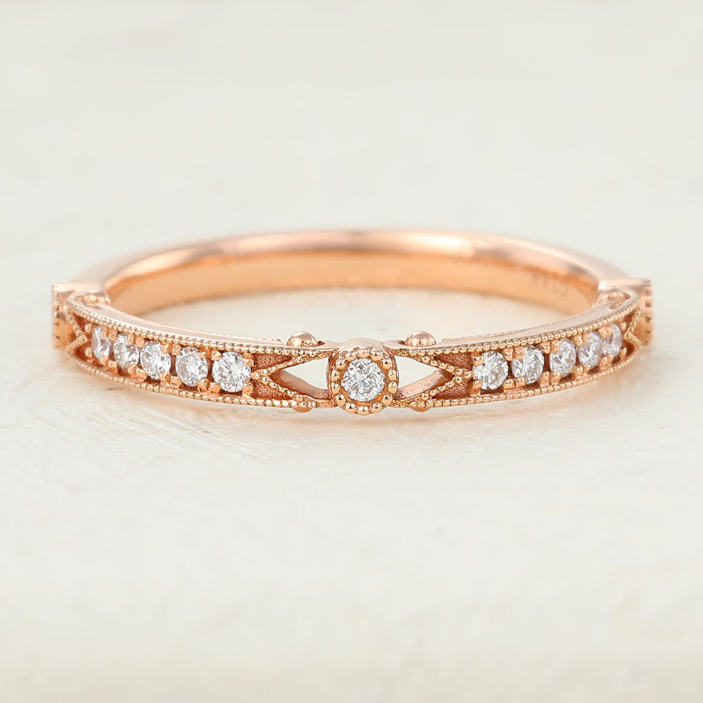 0.15 CT Round Shaped Moissanite Vintage Wedding Band 1 0.15 CT Round Shaped Moissanite Vintage Wedding Band 1