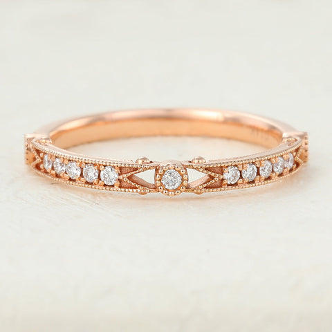 0.15 CT Round Shaped Moissanite Vintage Wedding Band 1 0.15 CT Round Shaped Moissanite Vintage Wedding Band 1