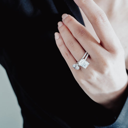 Radiant Hidden Halo & Pave Lab Grown Diamond Engagement Ring