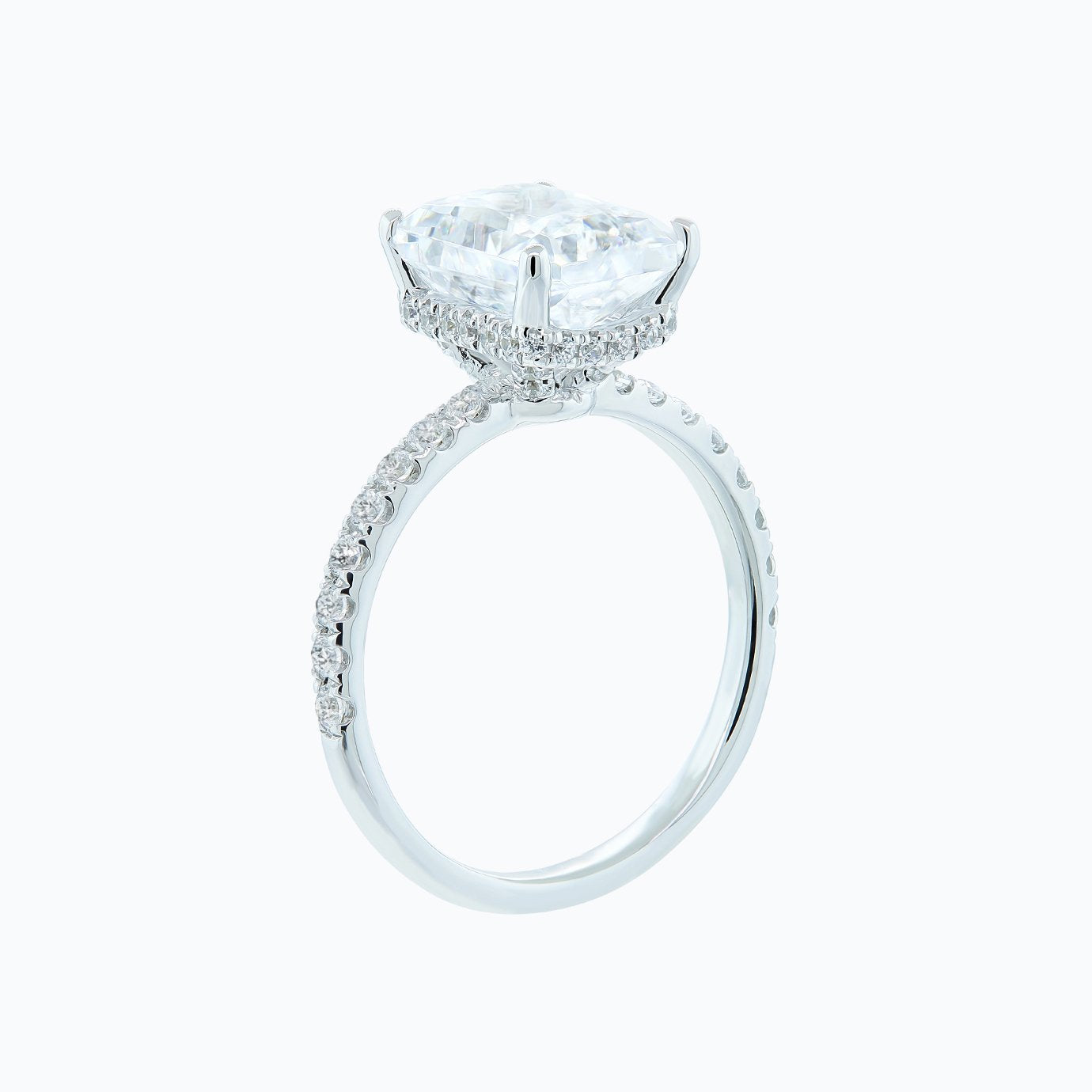 Radiant Hidden Halo & Pave Lab Grown Diamond Engagement Ring