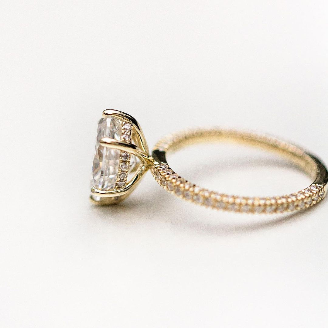 Oval Hidden Halo & Pave Lab Grown Diamond Engagement Ring
