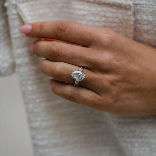 Pear Three Stone Lab Grown Diamond Engagement Ring