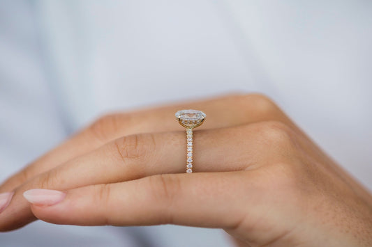 1.85 CT Oval Solitaire Hidden Halo & Pave Moissanite Engagement Ring 2