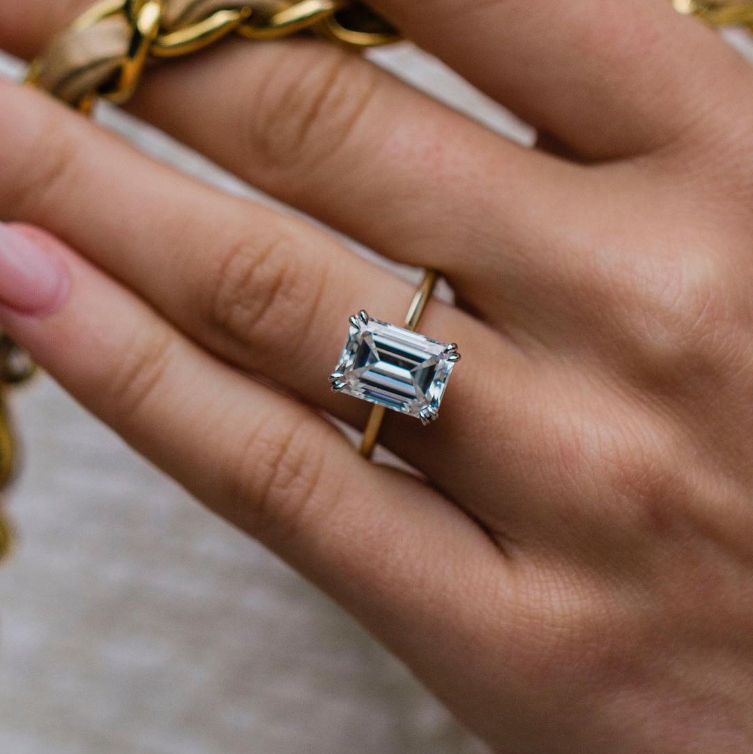 Emerald Pave Lab Grown Diamond Engagement Ring