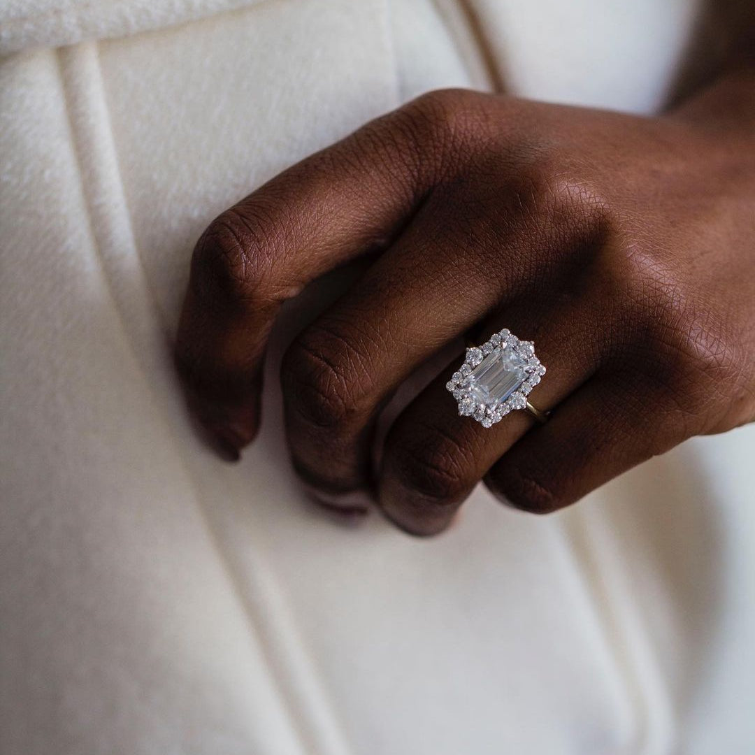 Emerald Halo Lab Grown Diamond Engagement Ring