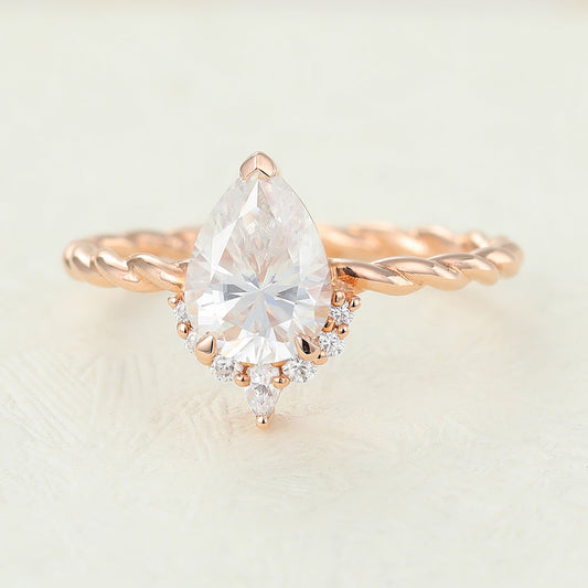 Pear Cluster & Twisted Shank Lab-Grown Diamond Engagement Ring
