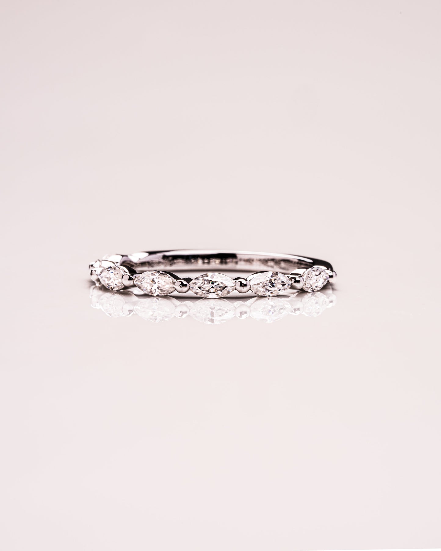0.7 CT Marquise Shaped Lab Grown Diamond Thin Wedding Band