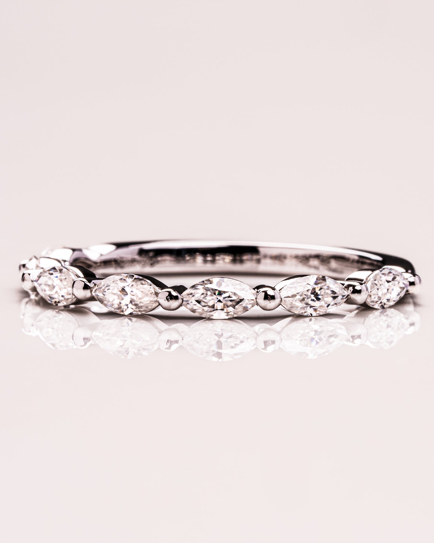 0.7 CT Marquise Shaped Lab Grown Diamond Thin Wedding Band