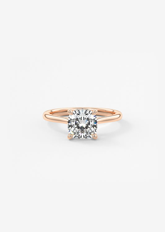Cushion Hidden Halo/ Cathedral Lab Grown Diamond Engagement Ring