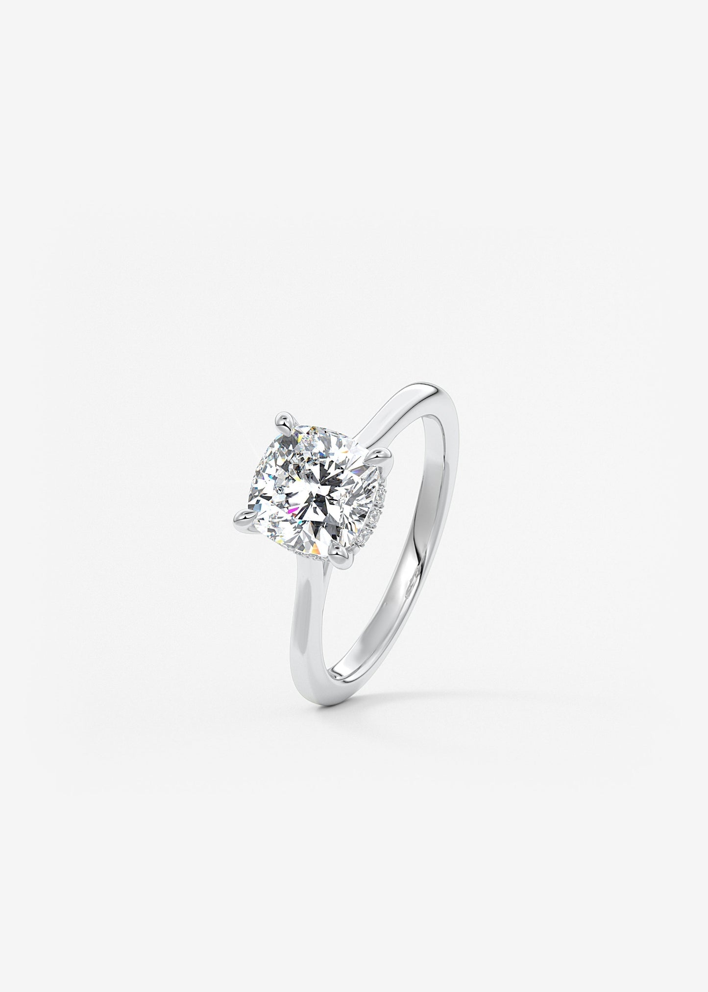 Cushion Hidden Halo/ Cathedral Lab Grown Diamond Engagement Ring