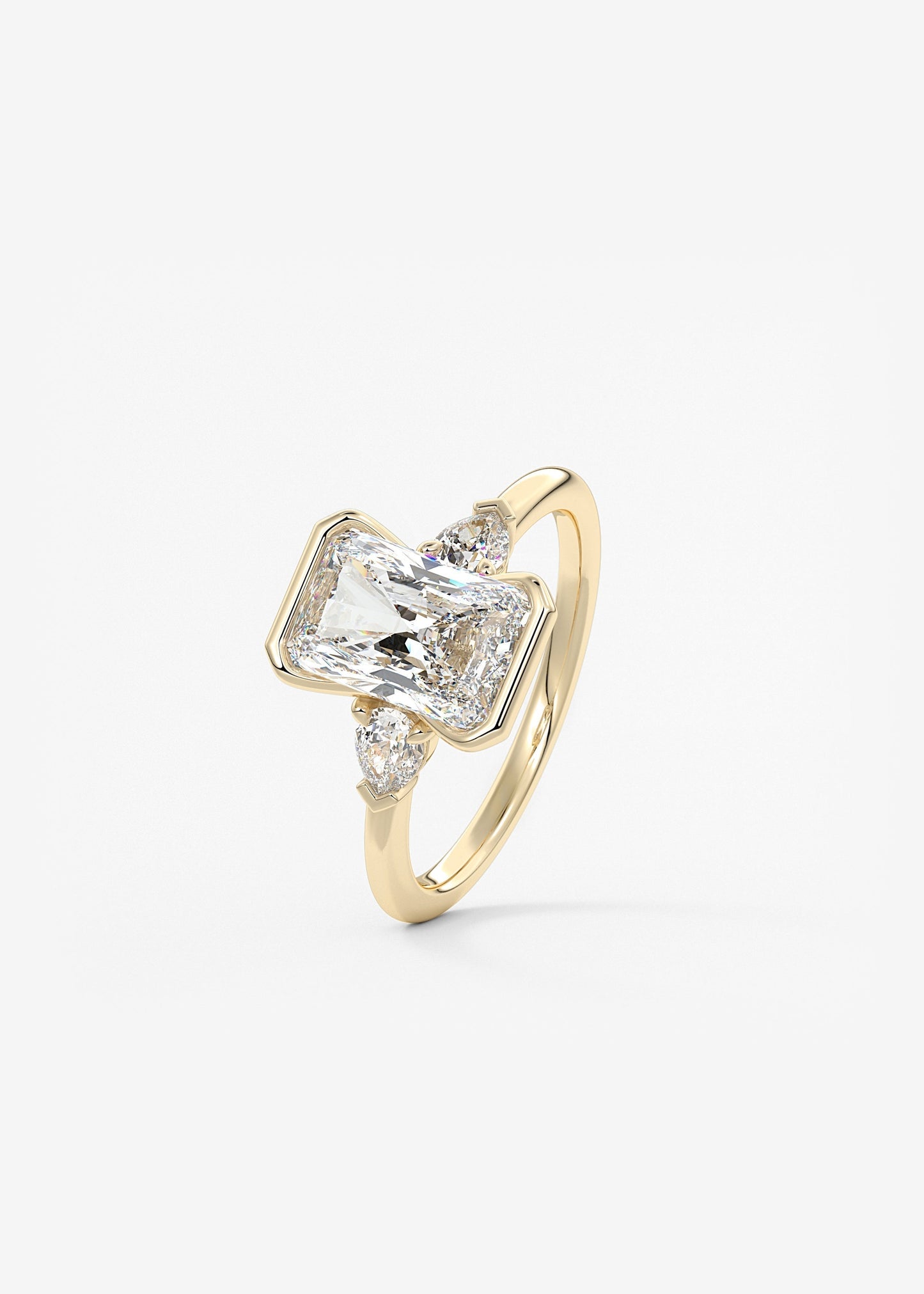Radiant Three Stone Bezel Lab Grown Diamond Engagement Ring
