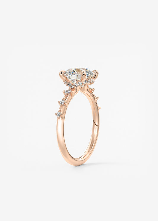 Round Dainty Pave Lab Grown Diamond Engagement Ring