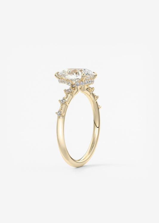 Pear Dainty Pave Lab Grown Diamond Engagement Ring