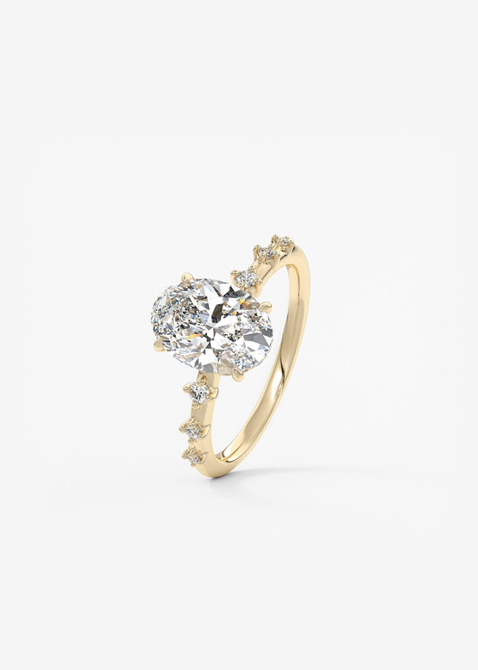 Oval Dainty Pave Lab Grown Diamond Engagement Ring