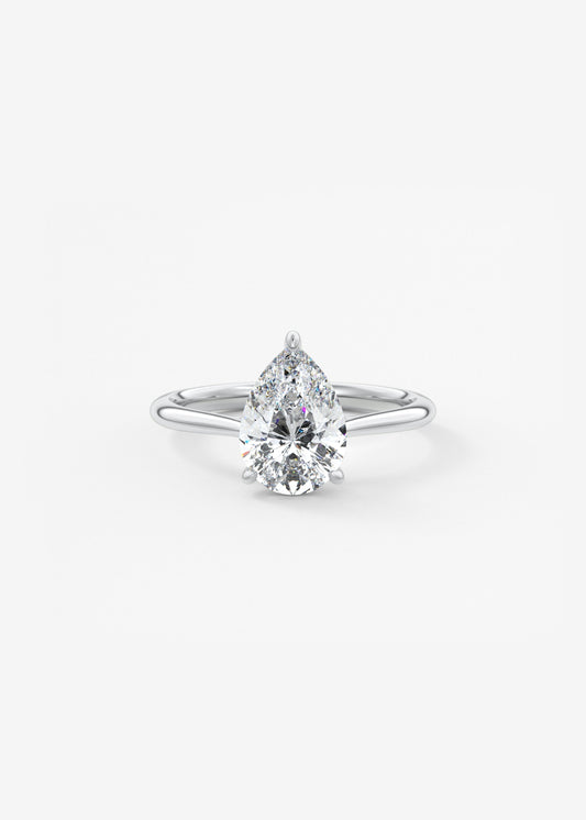 Pear Hidden Halo/ Cathedral Lab Grown Diamond Engagement Ring