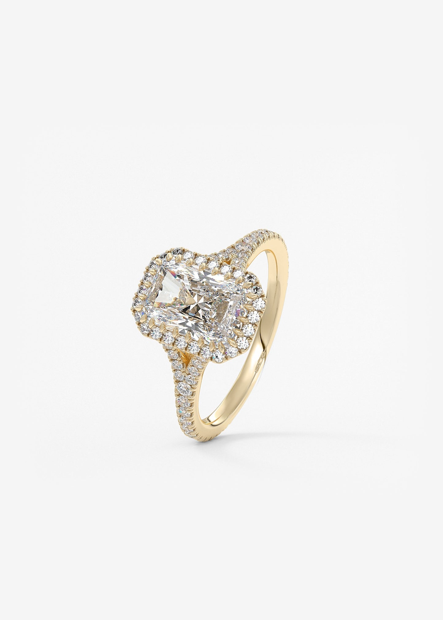 Radiant Halo & Pave , Split Shank Lab Grown Diamond Engagement Ring
