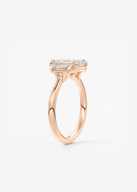 Emerald Three Stone Lab Grown Diamond Engagement Ring