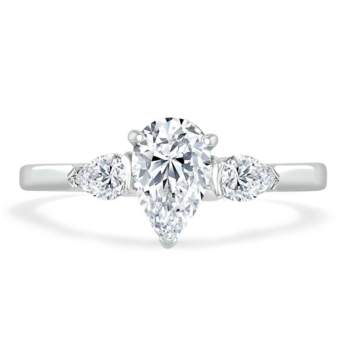 1.0 CT Pear Cut Moissanite Three Stone Engagement Ring 1 1.0 CT Pear Cut Moissanite Three Stone Engagement Ring 1