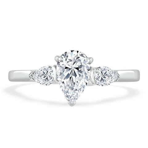 1.0 CT Pear Cut Moissanite Three Stone Engagement Ring 1 1.0 CT Pear Cut Moissanite Three Stone Engagement Ring 1