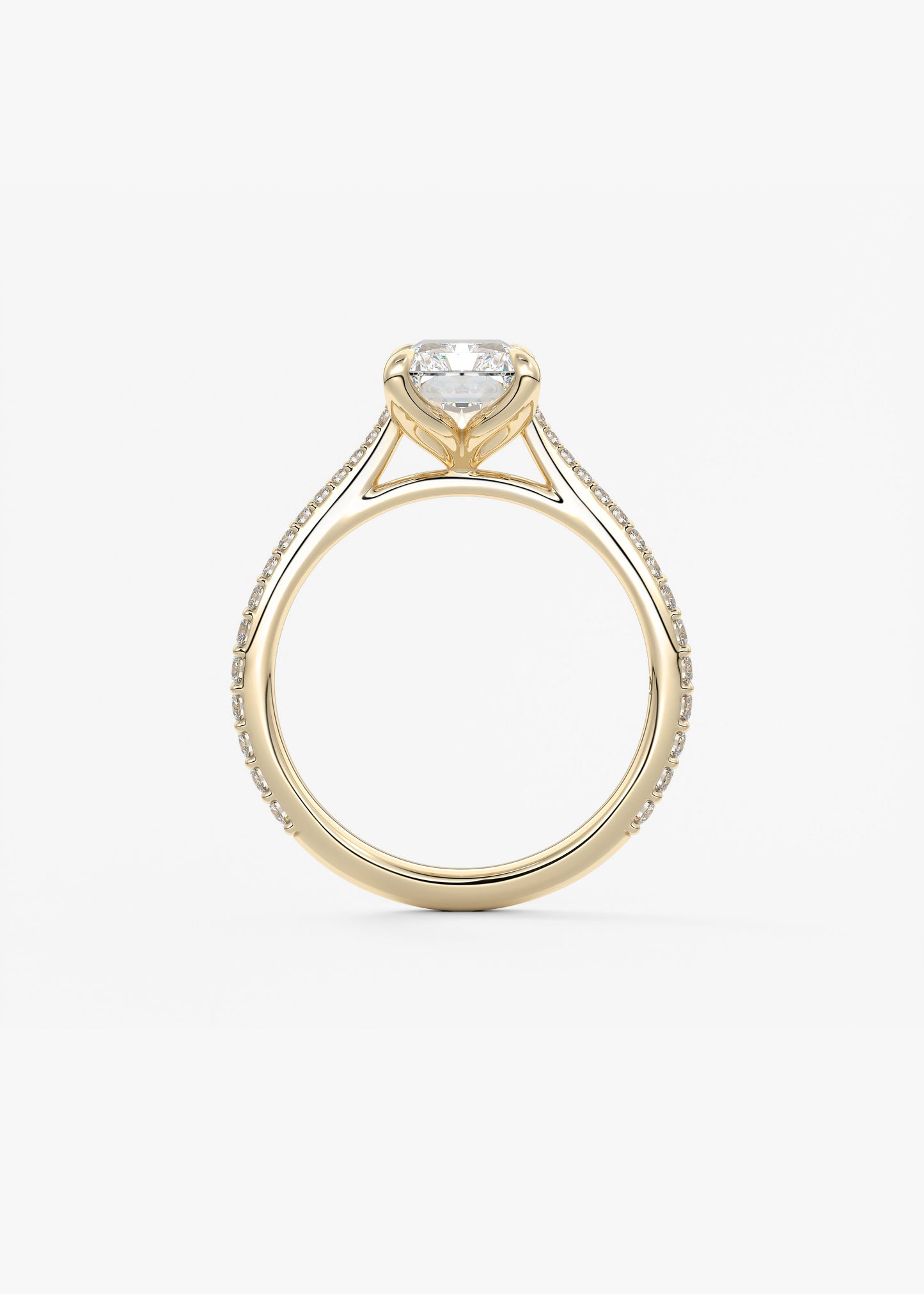 Radiant Pave Cathedral Lab Grown Diamond Engagement Ring