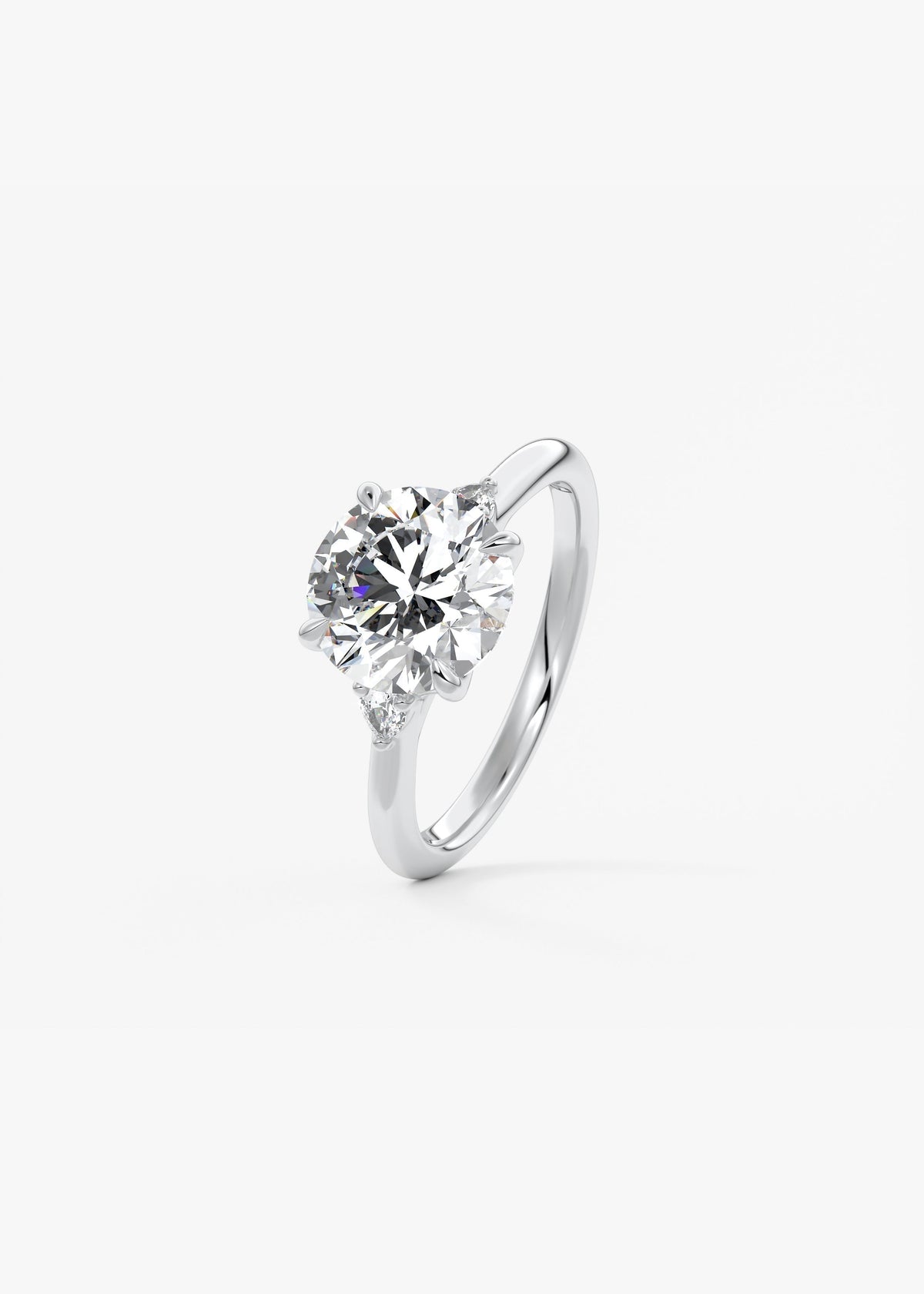 Round Three Stone Lab Grown Diamond Engagement Ring