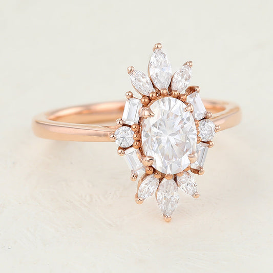 Oval Cluster Lab-Grown Diamond Engagement Ring