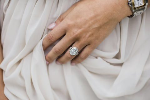 1.85 CT Oval Art Deco Halo Moissanite Engagement Ring 5 1.85 CT Oval Art Deco Halo Moissanite Engagement Ring 5