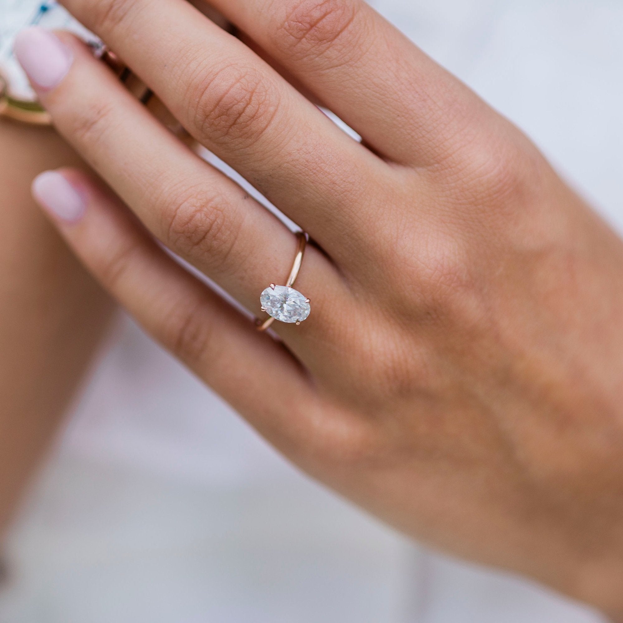 1.85 CT Oval Solitaire Moissanite Engagement Ring 3 1.85 CT Oval Solitaire Moissanite Engagement Ring 3