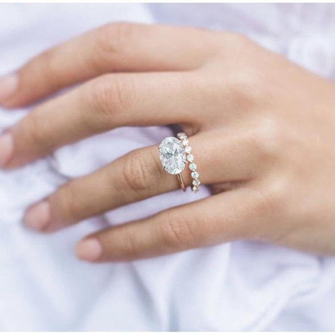 0.70 TCW Round Bubble Prong Moissanite Wedding Band 4 0.70 TCW Round Bubble Prong Moissanite Wedding Band 4