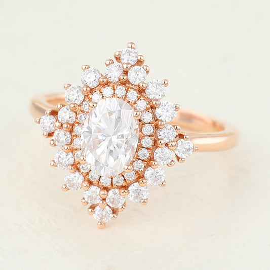 Oval Cluster Lab-Grown Diamond Engagement Ring