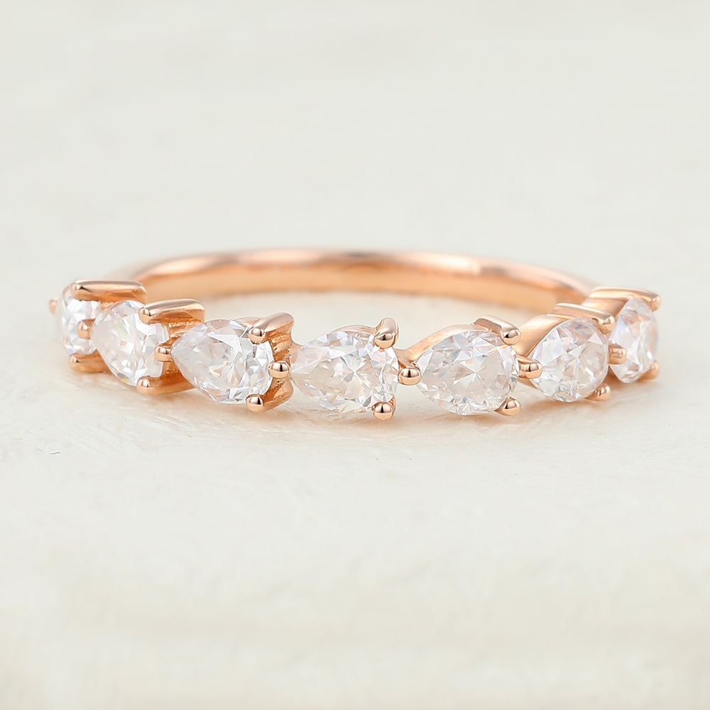 1.40 CT Pear Shaped Moissanite Half Eternity Wedding Band 2 1.40 CT Pear Shaped Moissanite Half Eternity Wedding Band 2