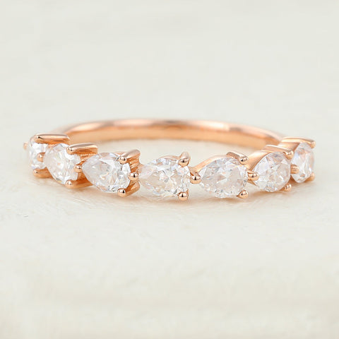 1.40 CT Pear Shaped Moissanite Half Eternity Wedding Band 2 1.40 CT Pear Shaped Moissanite Half Eternity Wedding Band 2