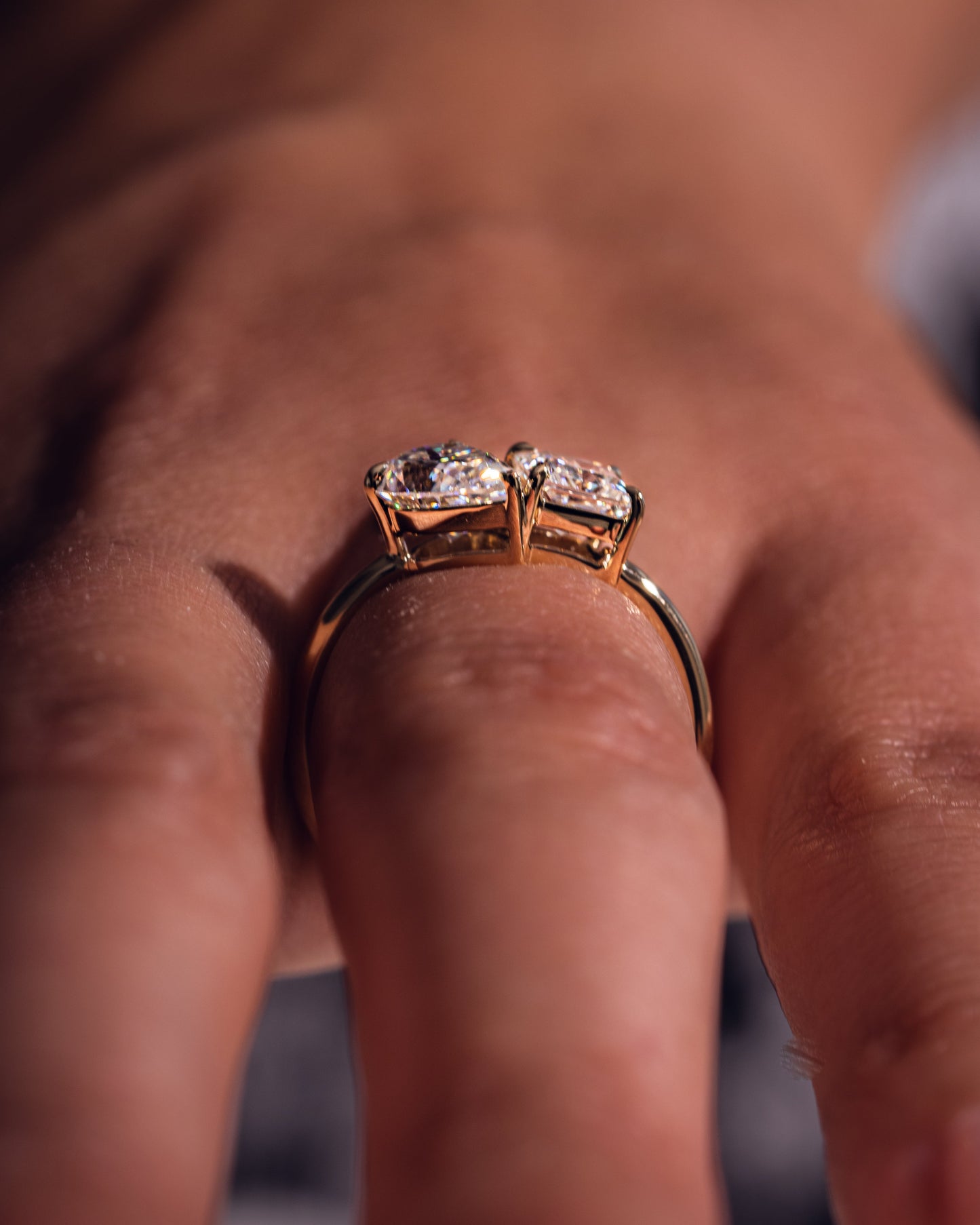 1.95 CT Pear & Princess Cut Two Stone Lab Grown Diamond Engagement Ring