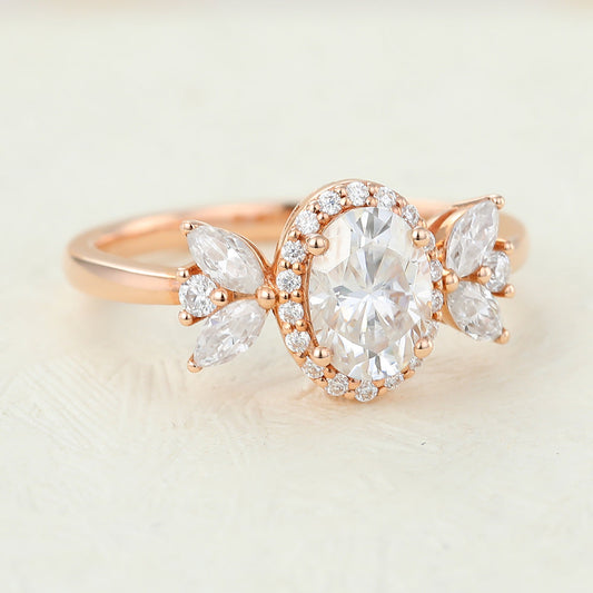 Oval Cluster Lab-Grown Diamond Engagement Ring