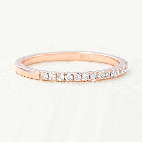 0.14 CT Round Shaped Moissanite Half Eternity Wedding Band 2 0.14 CT Round Shaped Moissanite Half Eternity Wedding Band 2