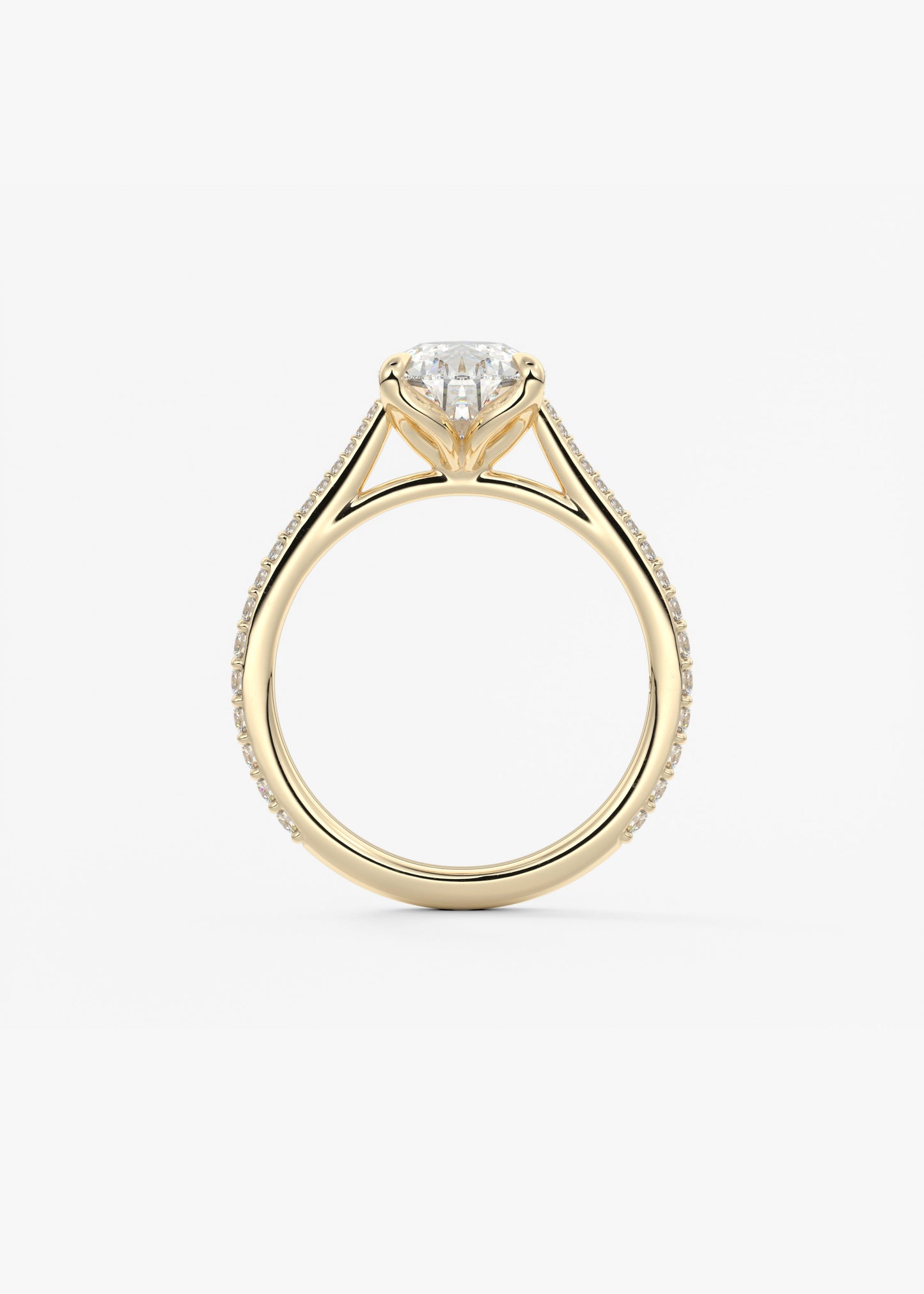 Pear Pave Cathedral Lab Grown Diamond Engagement Ring