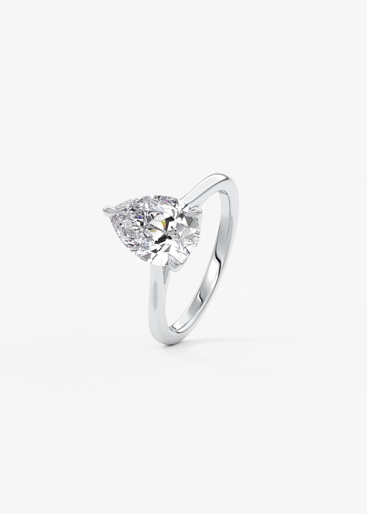 Pear Solitaire Cathedral Lab Grown Diamond Engagement Ring