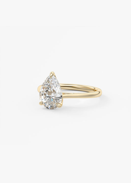 Pear Solitaire Cathedral Lab Grown Diamond Engagement Ring
