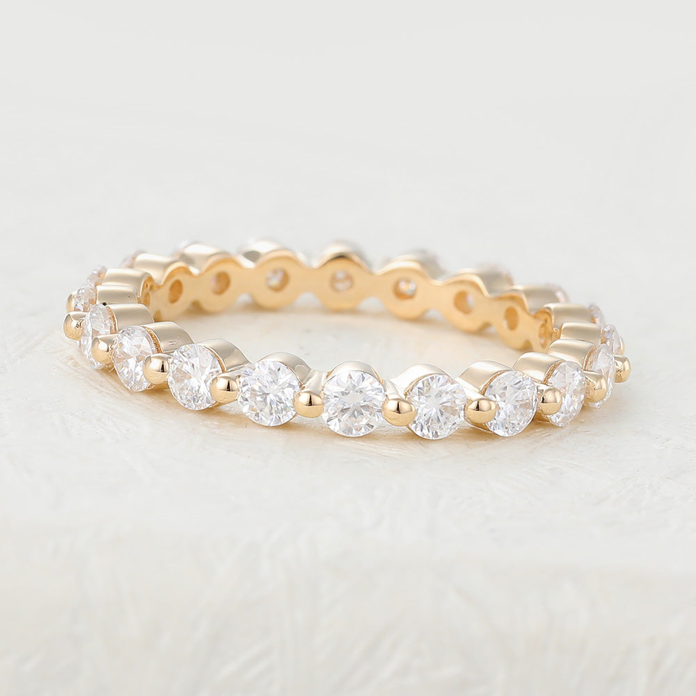 1.22 CT Round Shaped Moissanite Full Eternity Wedding Band 3 1.22 CT Round Shaped Moissanite Full Eternity Wedding Band 3