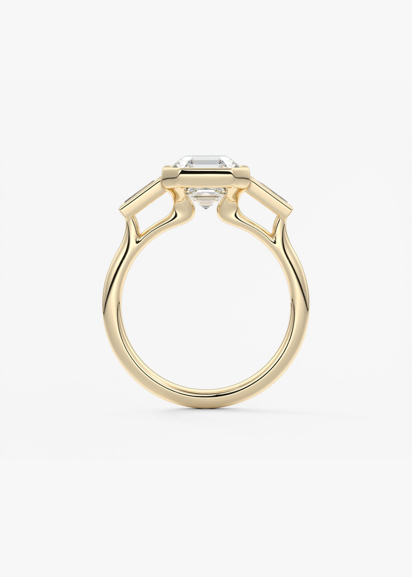 Asscher Three Stone Lab Grown Diamond Engagement Ring
