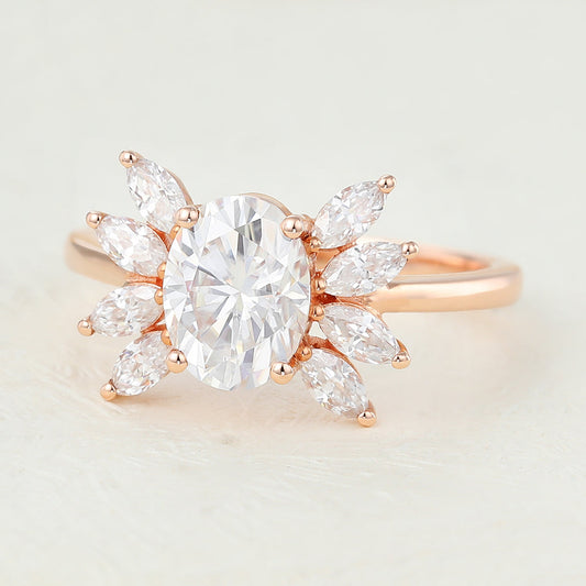 Oval Cluster Lab-Grown Diamond Engagement Ring
